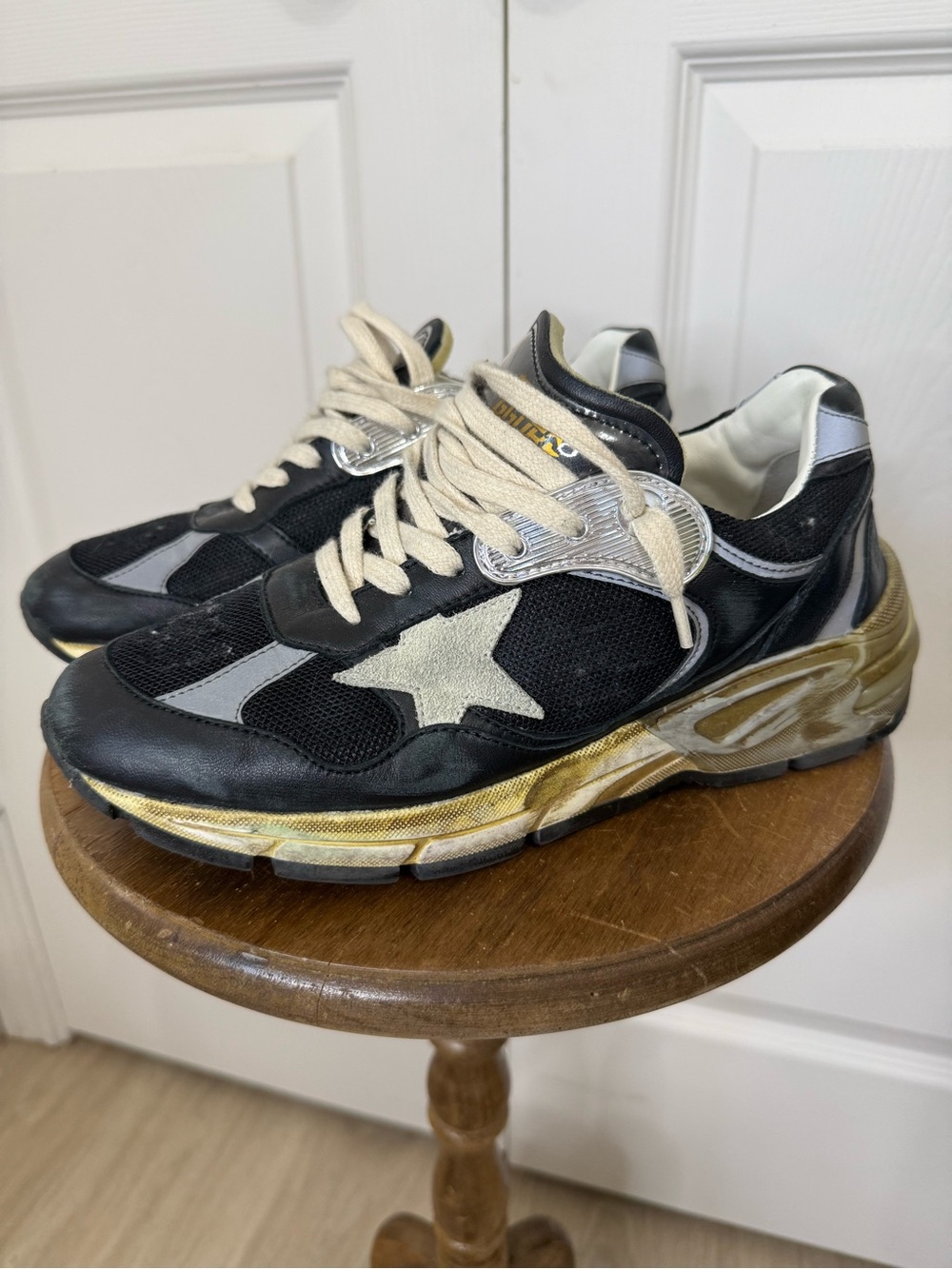 Golden Goose Dad-Star Sneakers Black Gold Suede Star Leather Mesh Women’s EU 38
